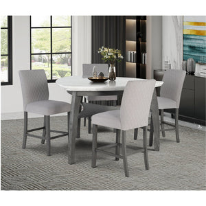 English Elm JASMINE Grey Fabric Barstools Kit of 2 — Padded Microsuede Seats, Solid Wood Block Legs, 22" Arm Height B201P291540