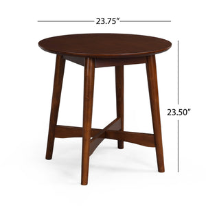 English Elm Christopher Knight Home® - END TABLE Mid-Century Modern Solid Wood End Table with Splayed Legs, Round Top, Sturdy Design Walnut 68679.00WALN