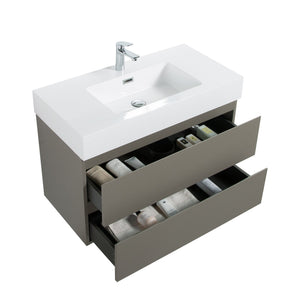 English Elm Alice 36" Gray Wall-Mounted Bathroom Vanity With Pre-Assembled Sink, Stylish Storage & Minimalist Design W1865S00006