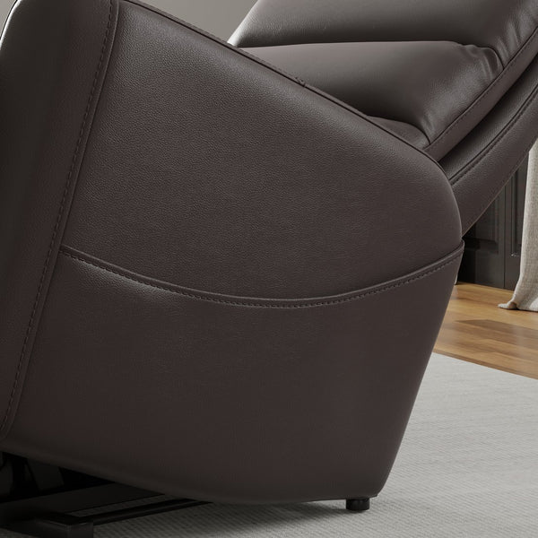 English Elm Faux Power Lift Chair with Premium Faux Leather, USB Charging, Side Pockets & Quiet Motor Recline Dark Brown B339P409526