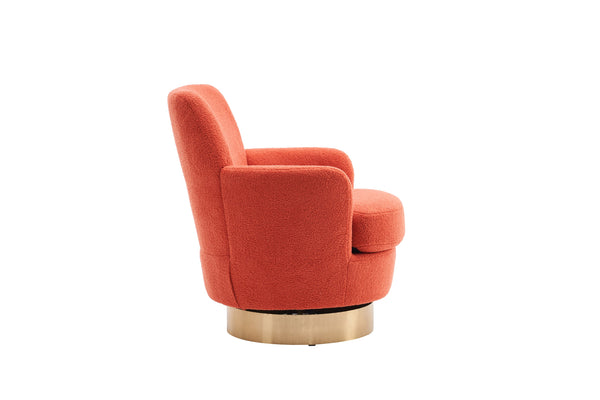 English Elm Teddy Round Swivel Barrel Chair with Gold Base — Plush Teddy Upholstery, 360° Comfort Seat, 300lb Capacity W1361P172477