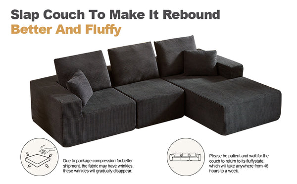 English Elm Modular Sectional Sofa With Chaise - Luxurious Cloud Couch For Living Room, Office & Bedroom Use W3434S00001