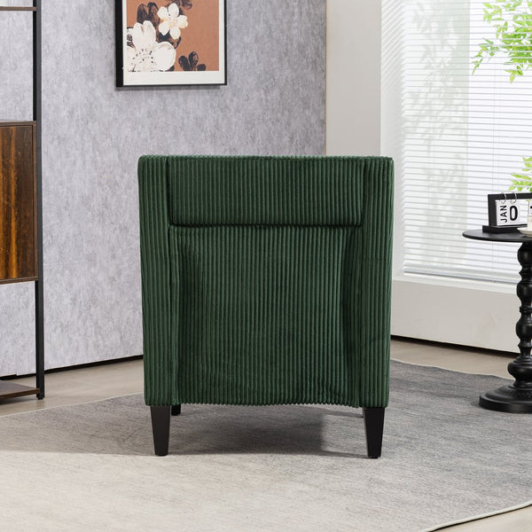 English Elm COOLMORE Modern Accent Chair with Plush Corduroy Upholstery, Solid Wood Frame and Two Pillows Emerald W395P195360