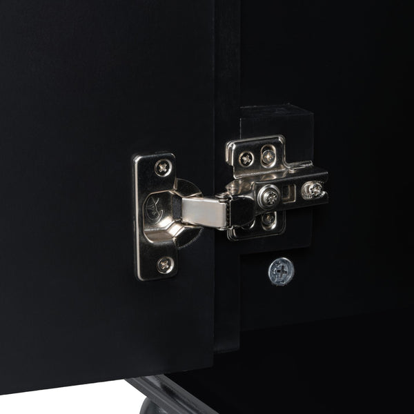 English Elm 36 Inch Bathroom Vanity with Ceramic Sink, Durable MDF & Solid Wood Frame, Soft-Close Doors, Luxe Handles, Ample Organized Storage, Modern Freestanding Design Black N725P314034B