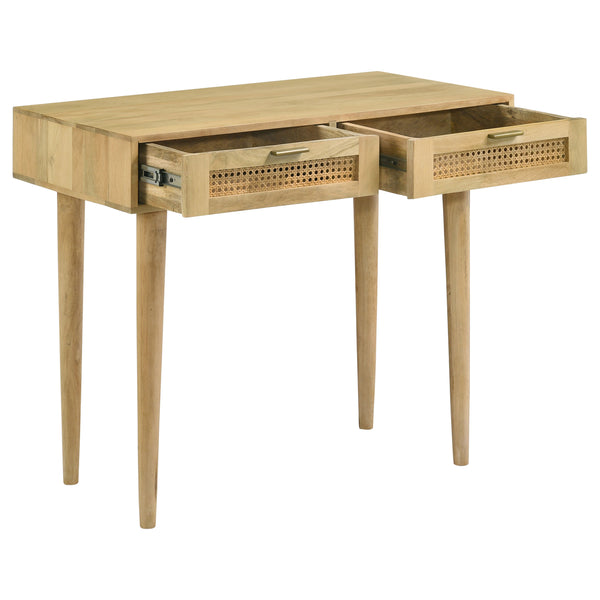 English Elm Zamora Natural 2-Drawer Console Table with Mango Wood Grain, Antique Brass Pulls, Entryway Chic B062P344937