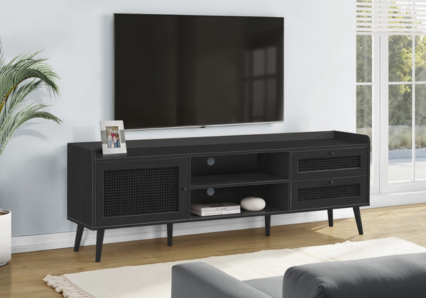 English Elm Tv Stand 72 Inch Media Console Laminate Finish Solid Wood Legs Cable Management Storage B2710P461903
