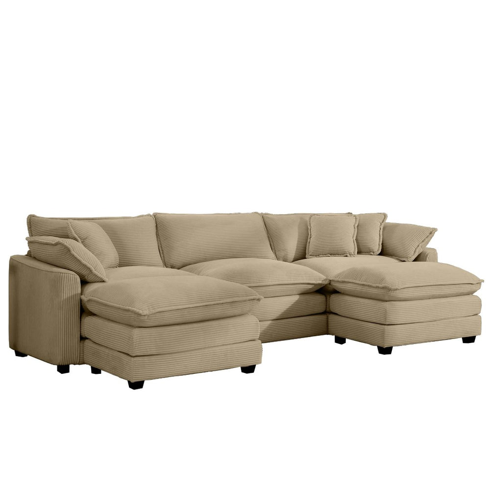 English Elm Oversized Modular Cushion Sofa Set - Versatile L-Shaped Deep Seating With Ottoman For Stylish Living W714S00798-GIGA