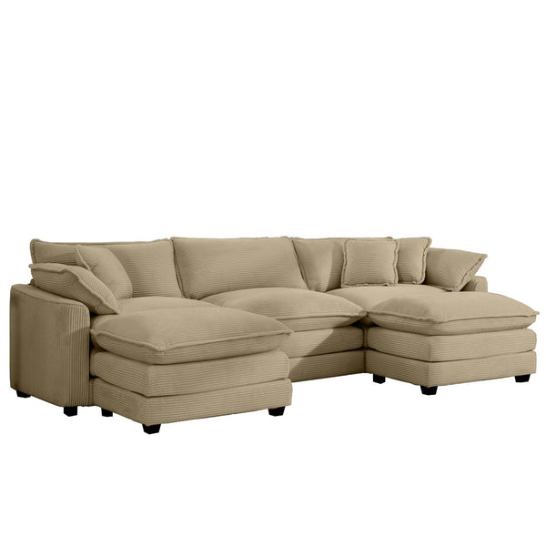 English Elm Oversized Modular Cushion Sofa Set - Versatile L-Shaped Deep Seating With Ottoman For Stylish Living W714S00798-GIGA