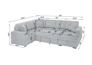 English Elm 122 Plush U-Shape Sectional Sofa Bed with USB Ports, Hidden Storage Chaise & Spacious Armrest Comfort Grey W1417S00079