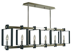 Framburg 6-light Modern Geometric Camille Island Chandelier - Bold Design, Handmade Quality, Usa-made Elegance Polished Nickel With Matte Black Accents Metal 3060 Pn/Mblack