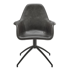 Ralph Armchair in Dark Gray Vintage Soft Leatherette with Black Swivel Base - Set of 1 30602-DKGRY EuroStyle