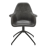 Ralph Armchair in Dark Gray Vintage Soft Leatherette with Black Swivel Base - Set of 1 30602-DKGRY EuroStyle