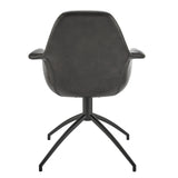 Ralph Armchair in Dark Gray Vintage Soft Leatherette with Black Swivel Base - Set of 1 30602-DKGRY EuroStyle