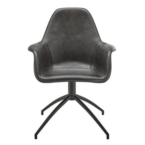 EuroStyle Ralph Swivel Accent Chair Distressed Leatherette Upholstery Modern Office Lounge Seat 30602-DKGRY