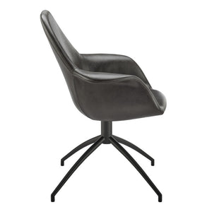 EuroStyle Ralph Swivel Accent Chair Distressed Leatherette Upholstery Modern Office Lounge Seat 30602-DKGRY