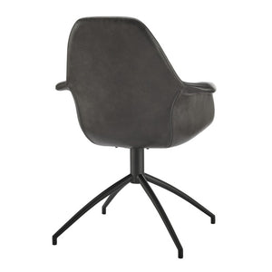 EuroStyle Ralph Swivel Accent Chair Distressed Leatherette Upholstery Modern Office Lounge Seat 30602-DKGRY