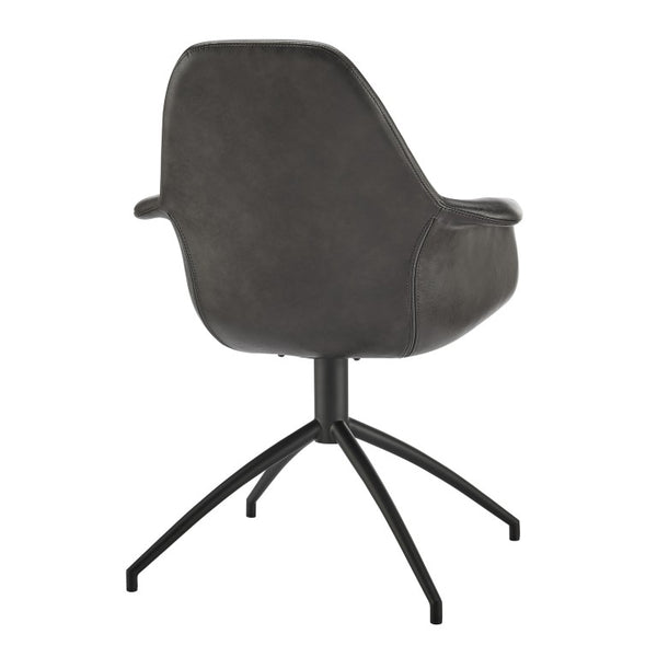 EuroStyle Ralph Swivel Accent Chair Distressed Leatherette Upholstery Modern Office Lounge Seat 30602-DKGRY