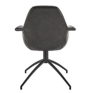 EuroStyle Ralph Swivel Accent Chair Distressed Leatherette Upholstery Modern Office Lounge Seat 30602-DKGRY