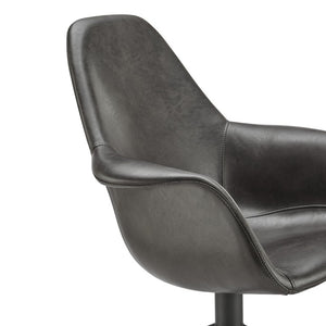 EuroStyle Ralph Swivel Accent Chair Distressed Leatherette Upholstery Modern Office Lounge Seat 30602-DKGRY