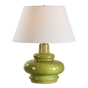 Uttermost Uttermost Penny Porcelain Table Lamp Moss Green Glaze with Brass Accents and Linen Shade 30604-1