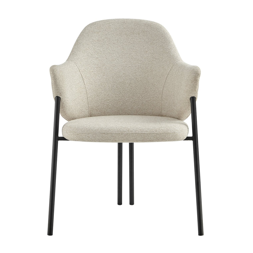 Mette Elegant Beige Fabric Armchair with Unique Three-Legged Design for Stylish Comfort