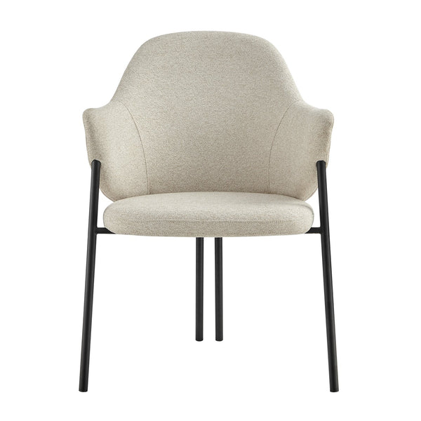 Mette Elegant Beige Fabric Armchair with Unique Three-Legged Design for Stylish Comfort