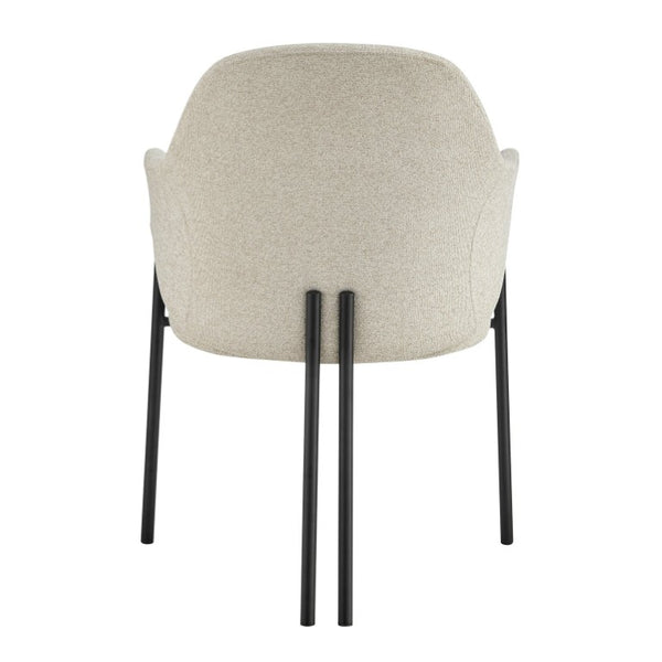 EuroStyle Mette Sculptural Accent Chair Beige Upholstery Curved Silhouette Matte Steel Legs 30606-BG