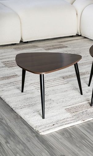 English Elm Contemporary Nesting Tables Metal and Solid Wood Space-Saving Stackable Accent Side Tables Set Natural+Black 17 L x 5 W x 17 H B2741P341681