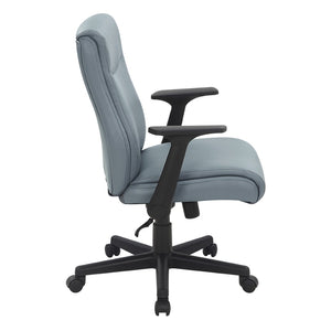 OSP Home Furnishings Mid Back Faux Leather Office Chair with Lumbar Support Adjustable Arms and Swivel Base FL91201-U42