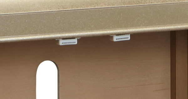 English Elm Dodie Champagne & Natural Oak Sunburst Console Cabinet with Art Deco Hardware, Cord Management B2726P285785