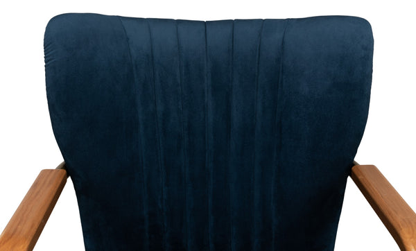 Sarreid Brooks Swivel Chair - Elegant Oak Frame, Luxurious Ocean Blue Velvet, Stylish Metal Base For Comfort Blue  30615