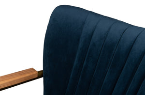 Sarreid Brooks Swivel Chair - Elegant Oak Frame, Luxurious Ocean Blue Velvet, Stylish Metal Base For Comfort Blue  30615