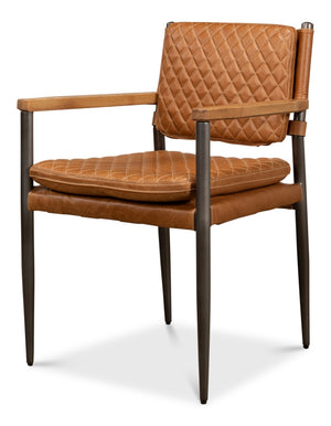 Sarreid The Harley Chair - Luxurious Columbia Brown Leather With Metal & Wood Frame For Ultimate Comfort Brown  30621
