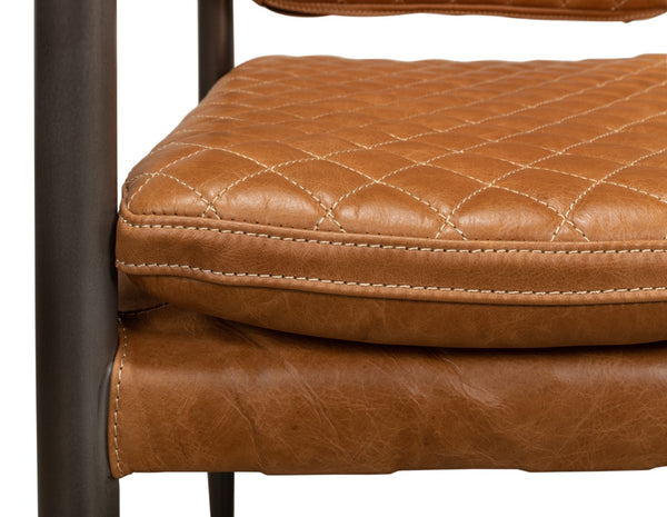 Sarreid The Harley Chair - Luxurious Columbia Brown Leather With Metal & Wood Frame For Ultimate Comfort Brown  30621