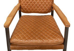 Sarreid The Harley Chair - Luxurious Columbia Brown Leather With Metal & Wood Frame For Ultimate Comfort Brown  30621