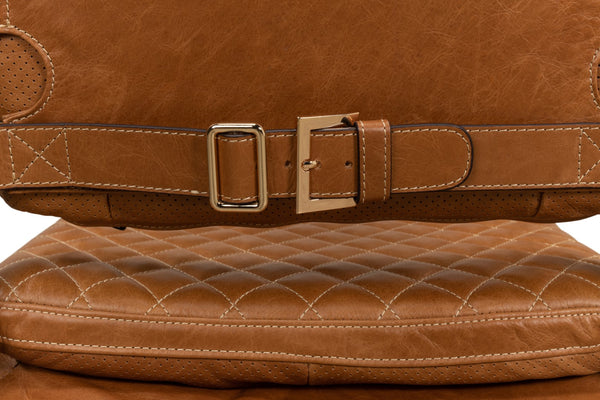 Sarreid The Harley Chair - Luxurious Columbia Brown Leather With Metal & Wood Frame For Ultimate Comfort Brown  30621