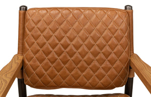 Sarreid The Harley Chair - Luxurious Columbia Brown Leather With Metal & Wood Frame For Ultimate Comfort Brown  30621