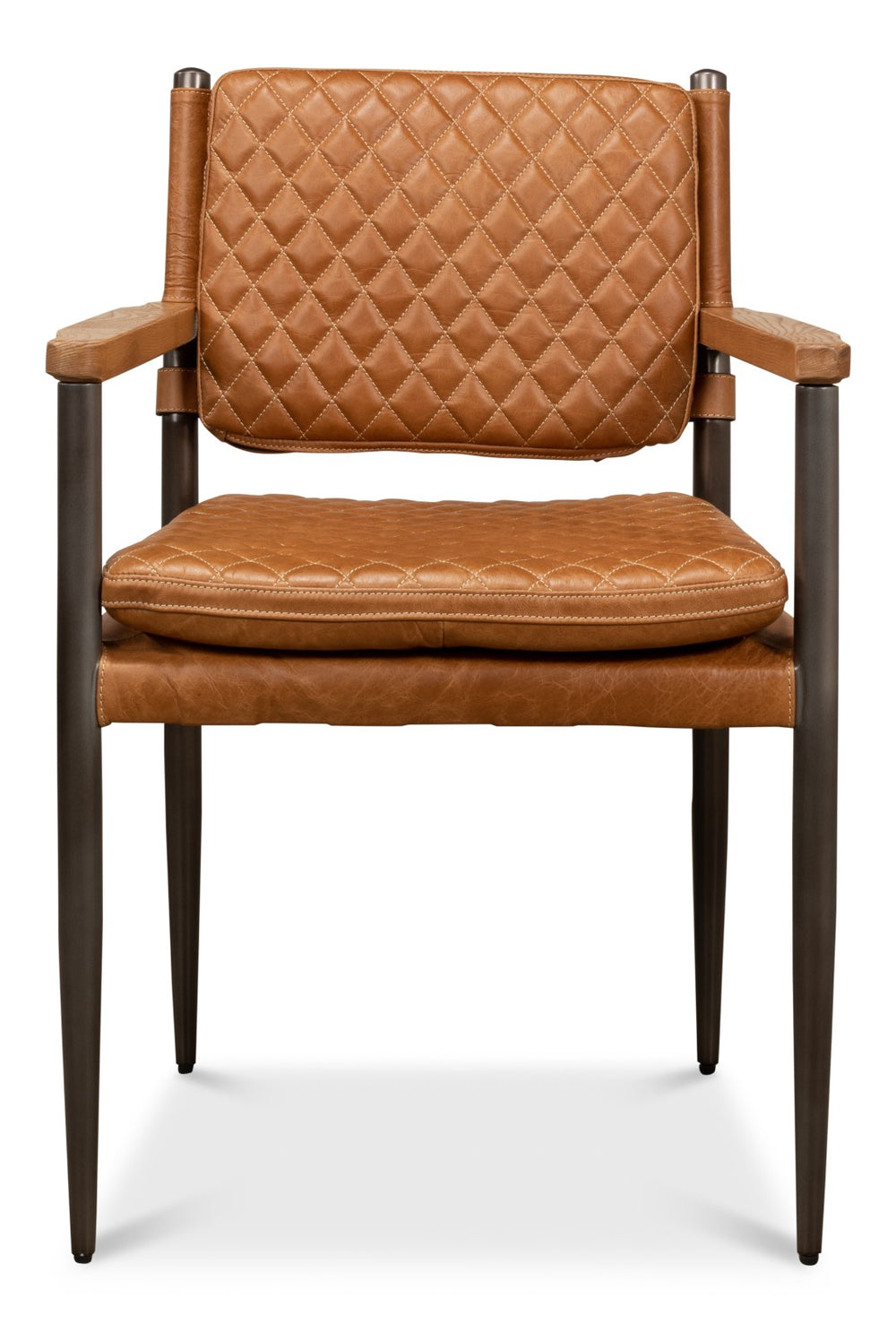 Sarreid The Harley Chair - Luxurious Columbia Brown Leather With Metal & Wood Frame For Ultimate Comfort Brown  30621