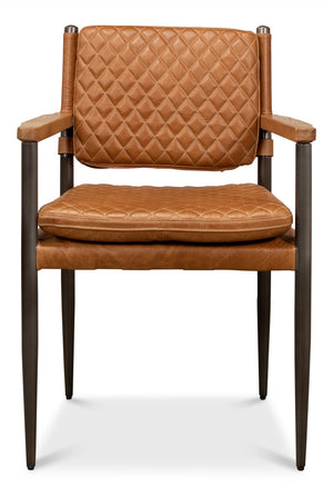 Sarreid The Harley Chair - Luxurious Columbia Brown Leather With Metal & Wood Frame For Ultimate Comfort Brown  30621