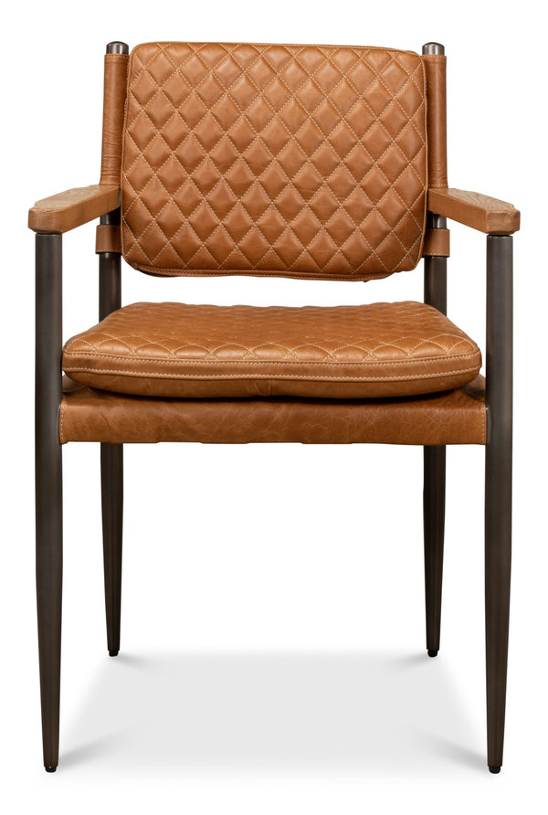 Sarreid The Harley Chair - Luxurious Columbia Brown Leather With Metal & Wood Frame For Ultimate Comfort Brown  30621