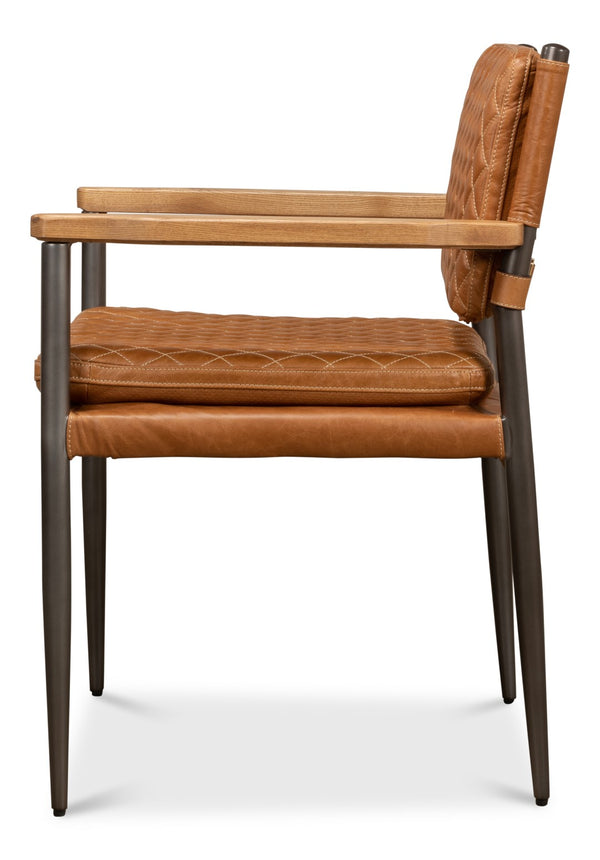 Sarreid The Harley Chair - Luxurious Columbia Brown Leather With Metal & Wood Frame For Ultimate Comfort Brown  30621