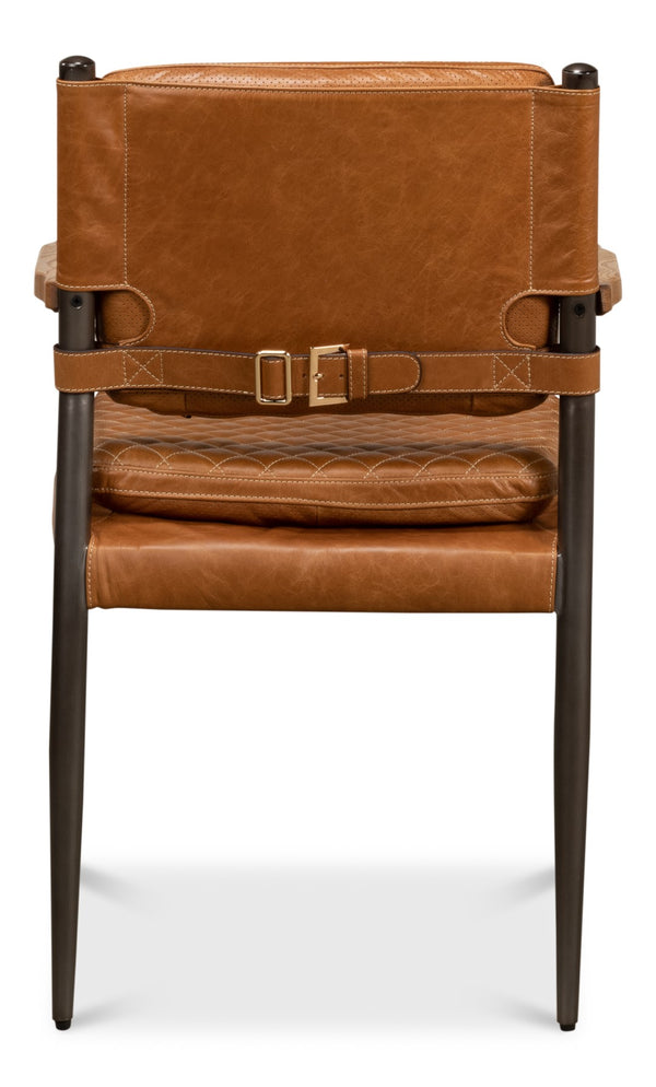 Sarreid The Harley Chair - Luxurious Columbia Brown Leather With Metal & Wood Frame For Ultimate Comfort Brown  30621