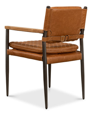 Sarreid The Harley Chair - Luxurious Columbia Brown Leather With Metal & Wood Frame For Ultimate Comfort Brown  30621