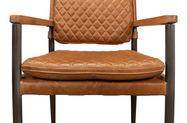 Sarreid The Harley Chair - Luxurious Columbia Brown Leather With Metal & Wood Frame For Ultimate Comfort Brown  30621