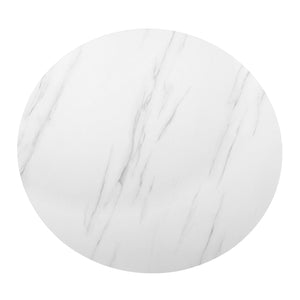 English Elm Ultra Round Faux Marble Dining Table 43" Dia x 29.5"H — Chrome Metal Legs, Modern Accent Table B011S01607