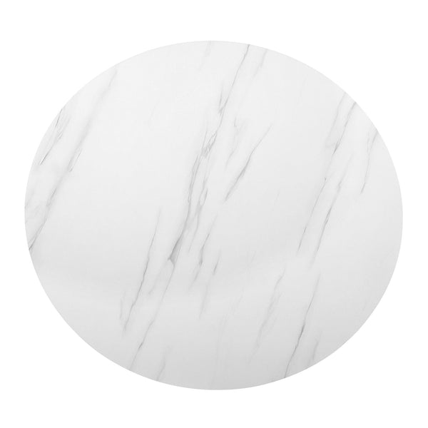 English Elm Ultra Round Faux Marble Dining Table 43" Dia x 29.5"H — Chrome Metal Legs, Modern Accent Table B011S01607