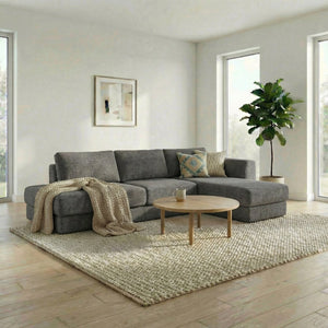 English Elm L-shaped Chenille Sectional Sofa with Deep Modular Seating and Layered Cushion Comfort Dark Grey N763S000090R