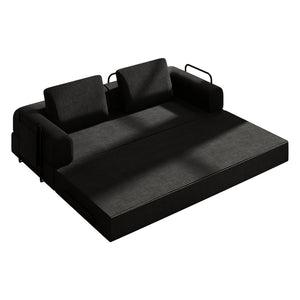 English Elm 78 Inch Corduroy Convertible Sofa Sleeper Futon with Foldable Armrests for Studio Rooms Black W5385P455023