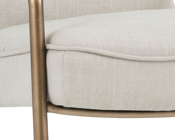 Sunpan LINCOLN Lounge Chair - Retro Beige Linen with Exposed Steel Frame for Stylish Comfort & Durability 102584