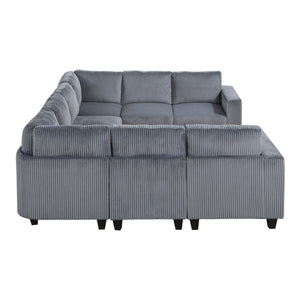 English Elm 8-Piece Modular Sectional Sofa with Hidden Storage, Side Pockets & Charging Ports in Corduroy Fabric Dark Gray 26 L x 29 W x 15.75 H B011S01083